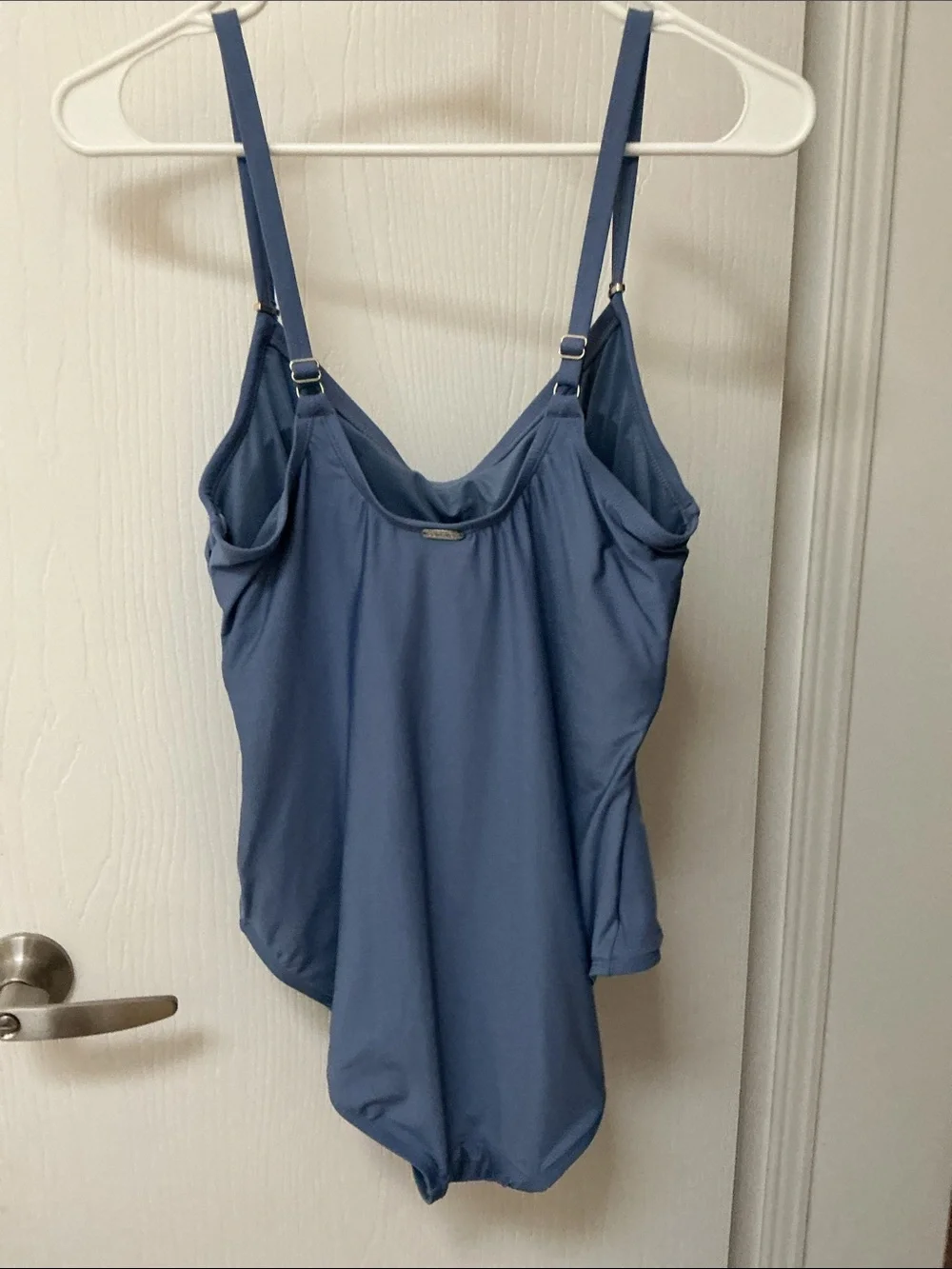 Calvin Klein Slate Blue Womens One-Piece Swimsuit with Side Ruching